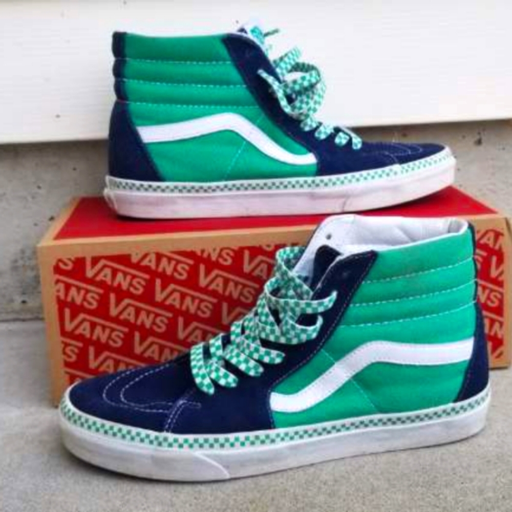 Green Checkered Vans sk8 highs